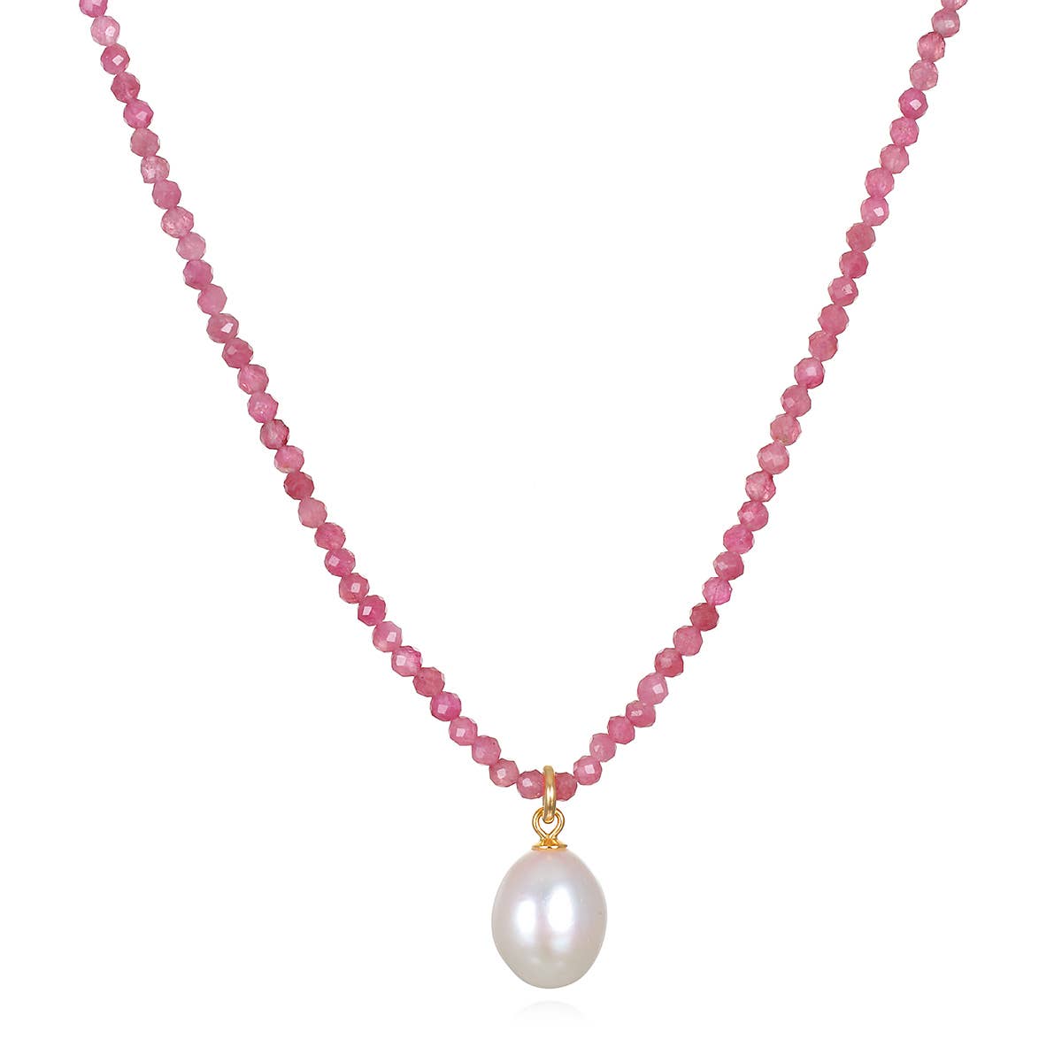 Pink Tourmaline Pearl Necklace
