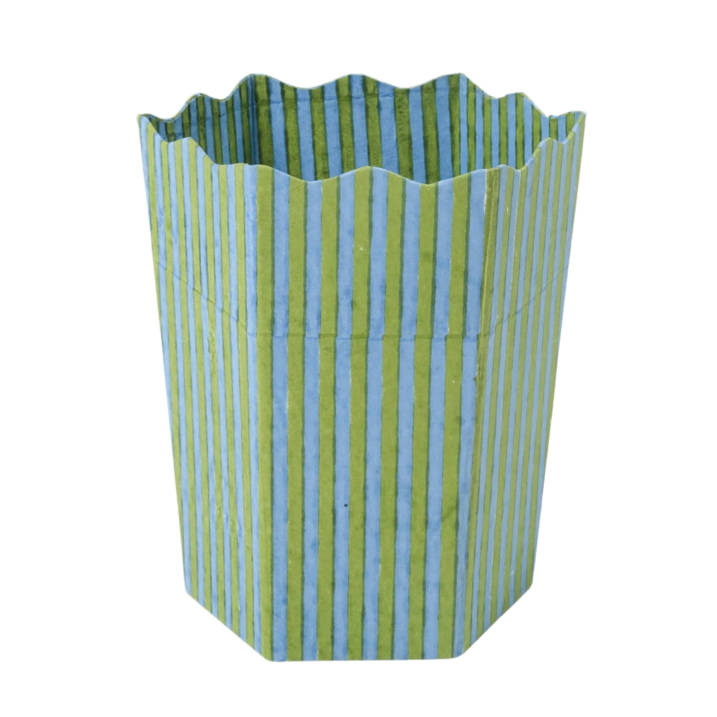 Block Print Waste Basket- Stripes
