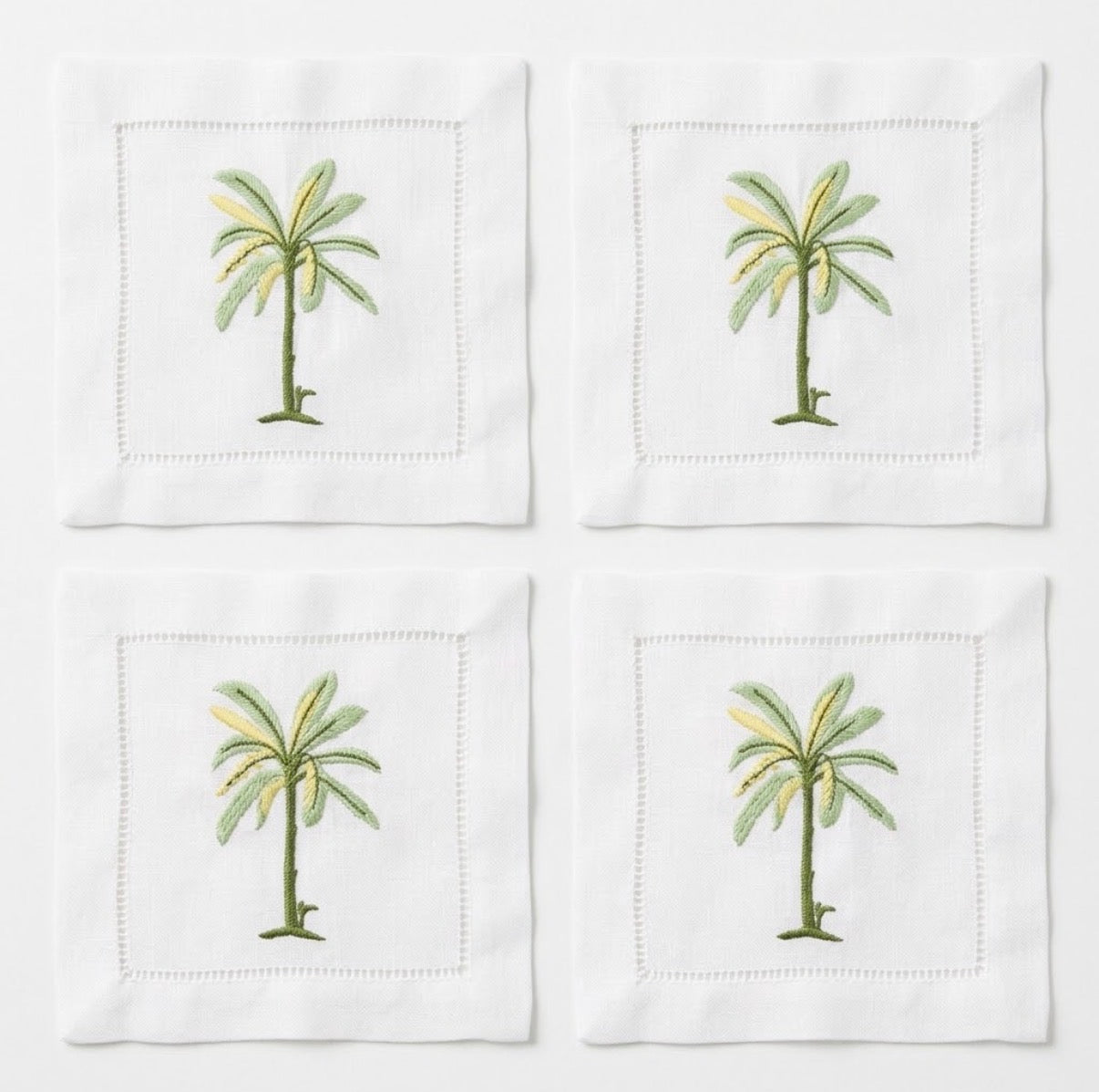 Palm Embroidered Cocktail Napkins | Best Seller!