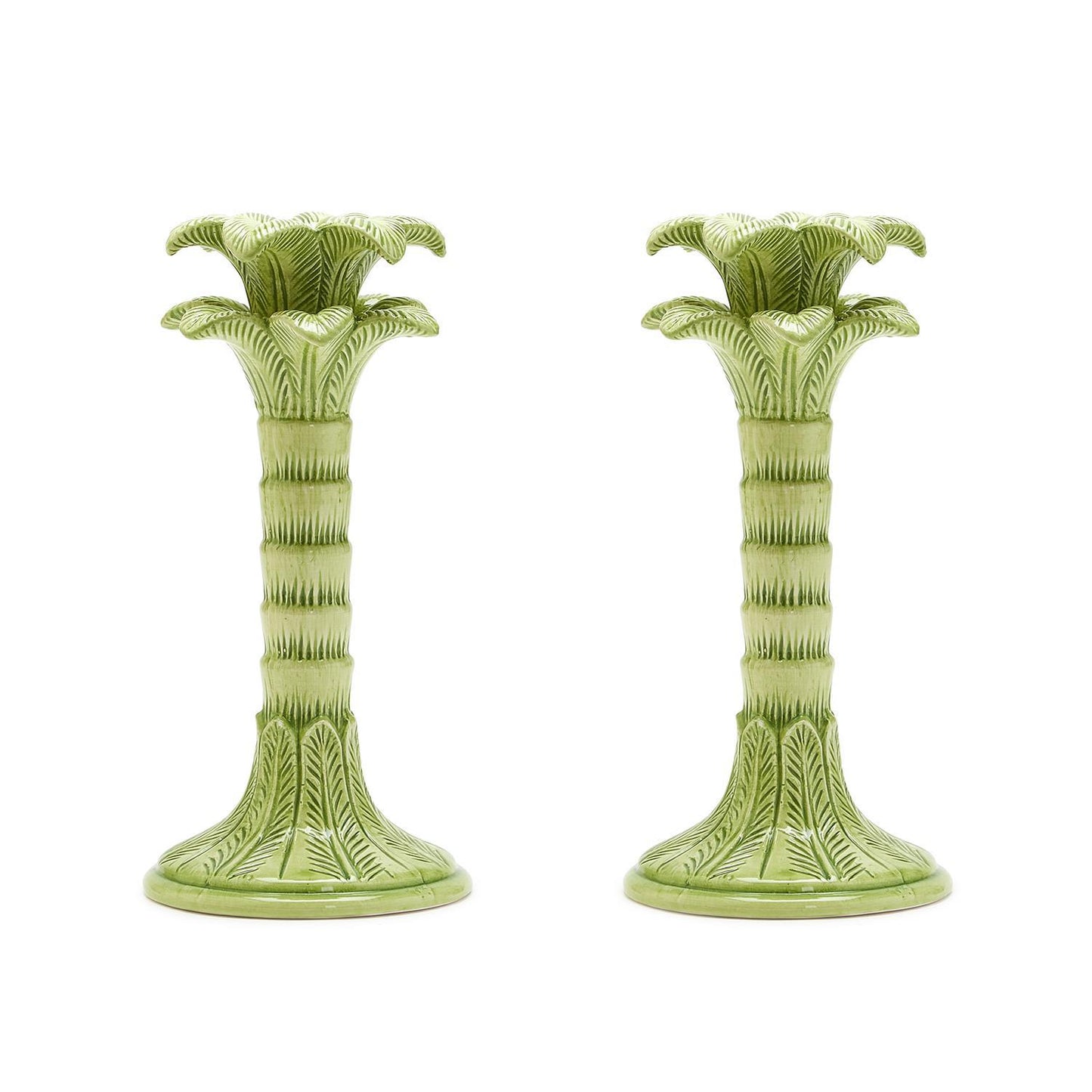 Ceramic Palm Tree Candle Holder S/2