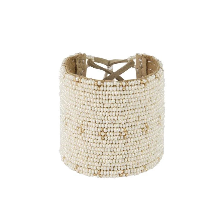 Beaded Leather Cuff VII