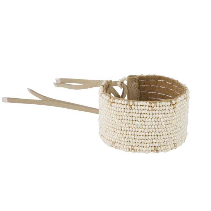 Beaded Leather Cuff VIII
