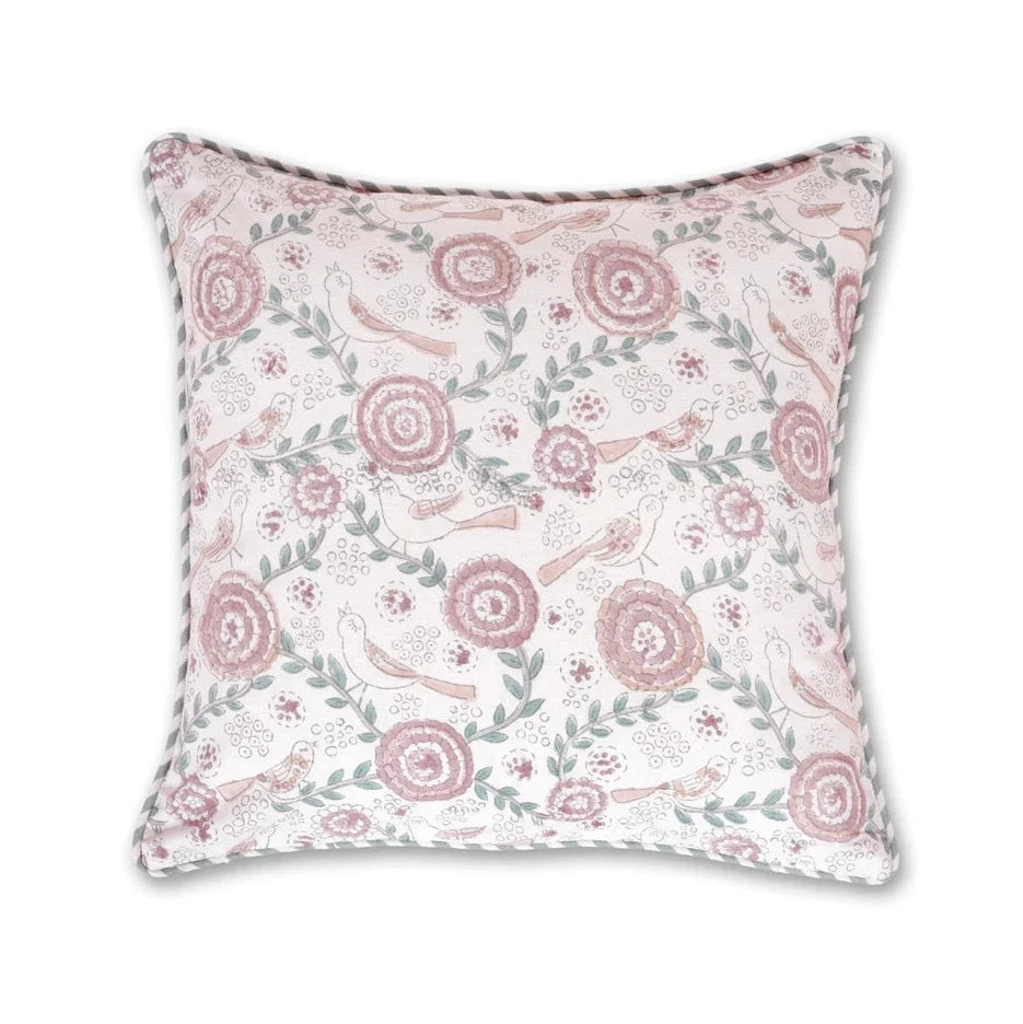 Pink Parrot Block Print Pillow 16x16