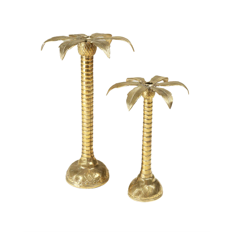 Brass Palm Tree Candle Holder