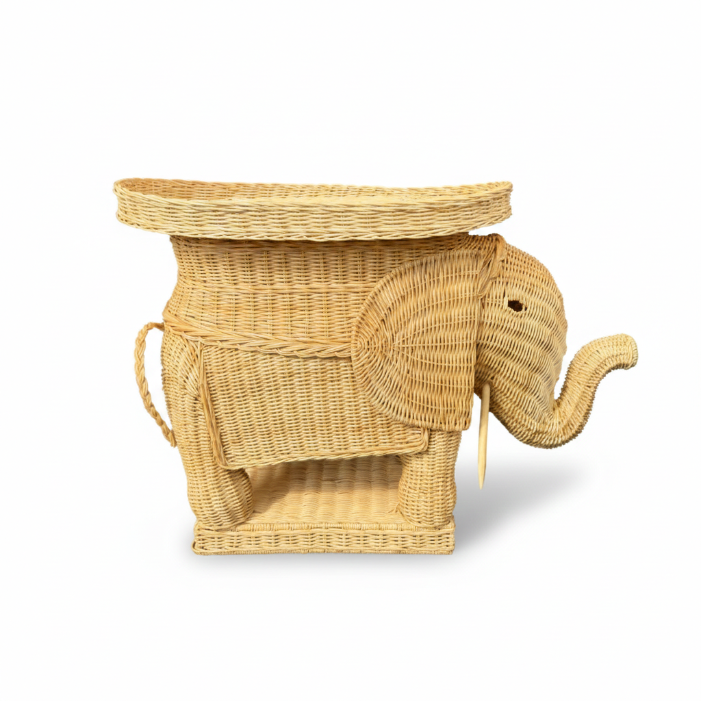 Wicker Elephant Side Table
