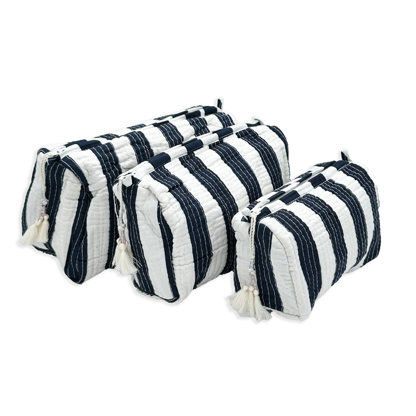 Navy Stripe Cosmetic Bags
