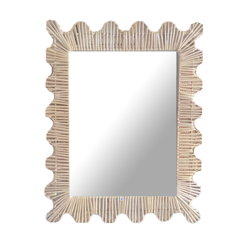 Wicker Scalloped Mirror