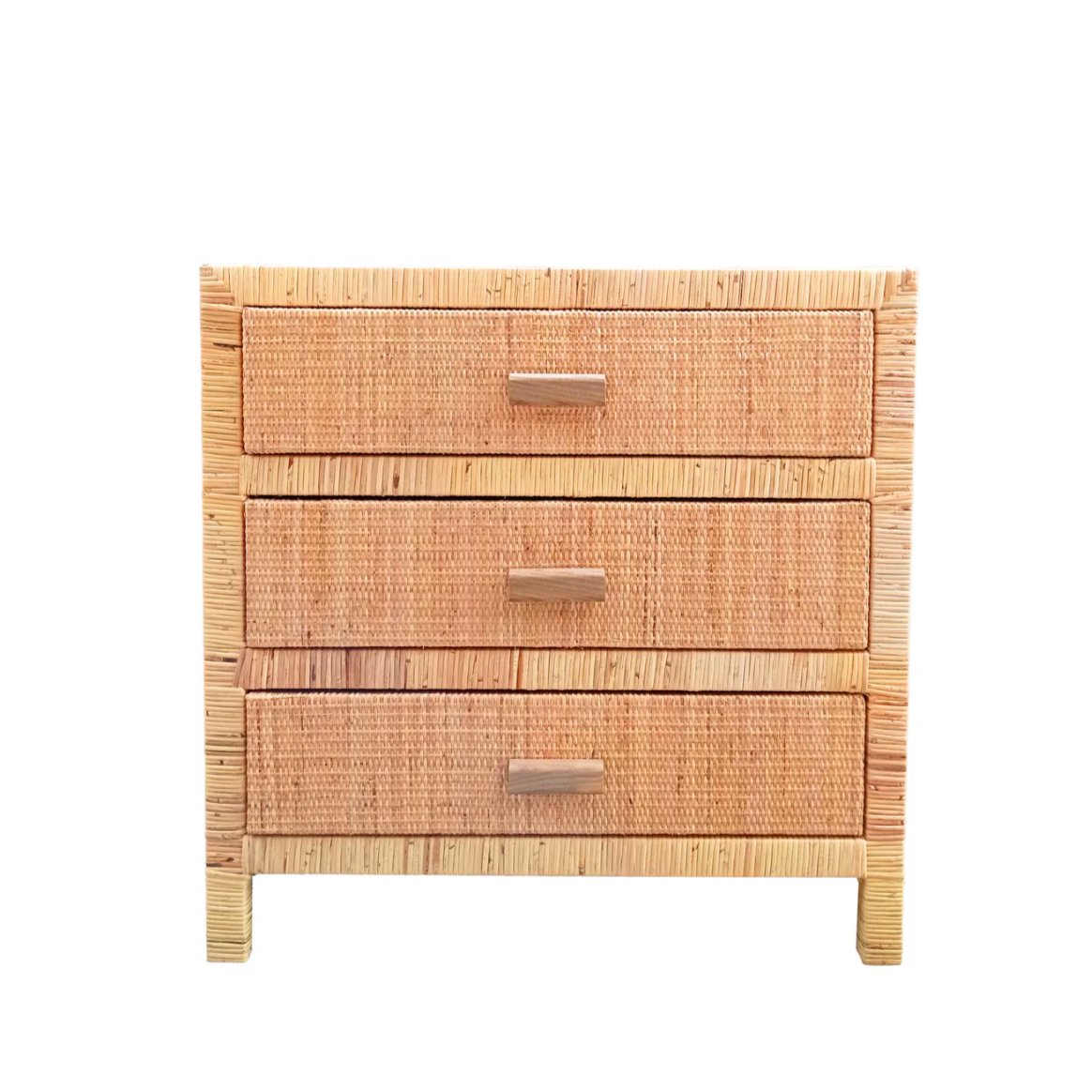 Rattan 3 Drawer Side Table
