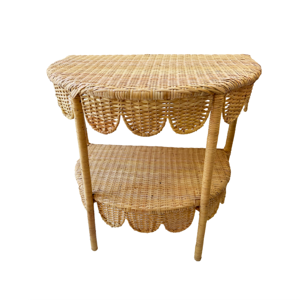 Scalloped Half Moon Side Table