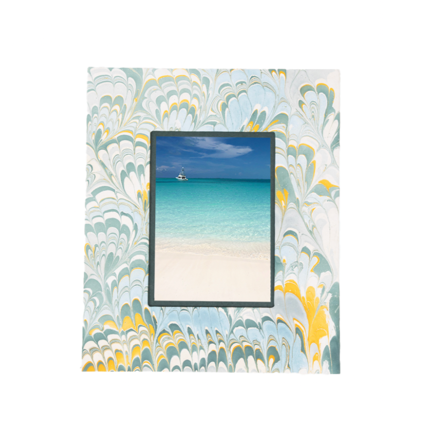 Marbled Picture Frame- Blue/Yellow
