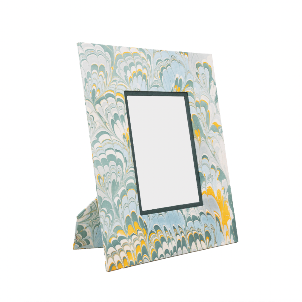 Marbled Picture Frame- Blue/Yellow