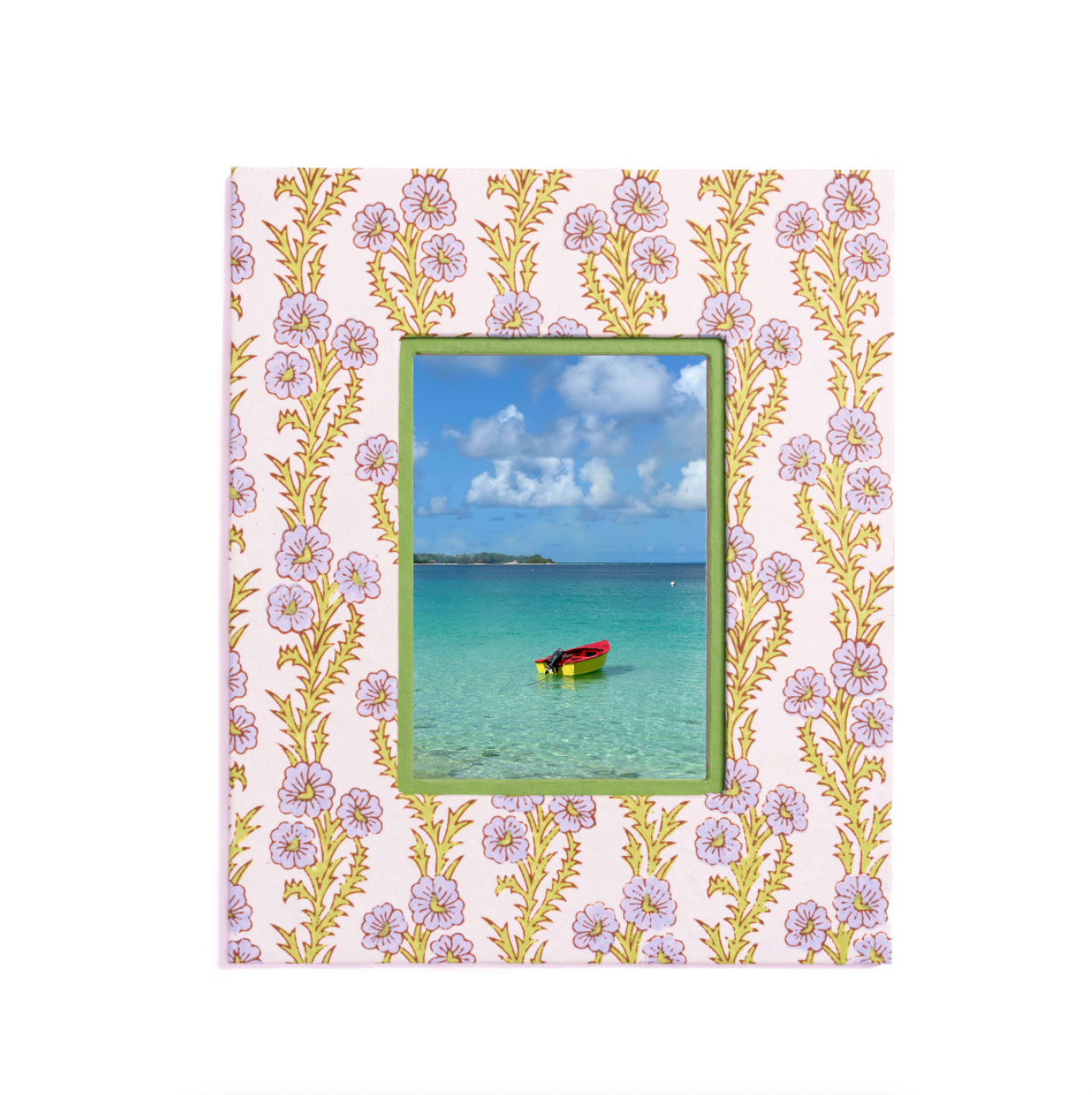 Blockprint Picture Frame- Blue Floral