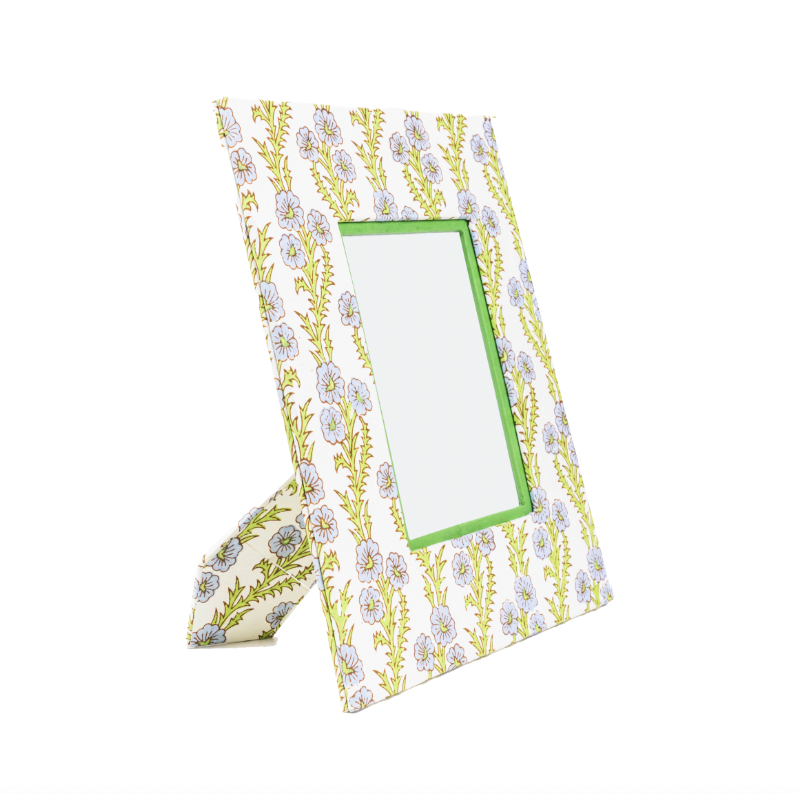 Blockprint Picture Frame- Blue Floral