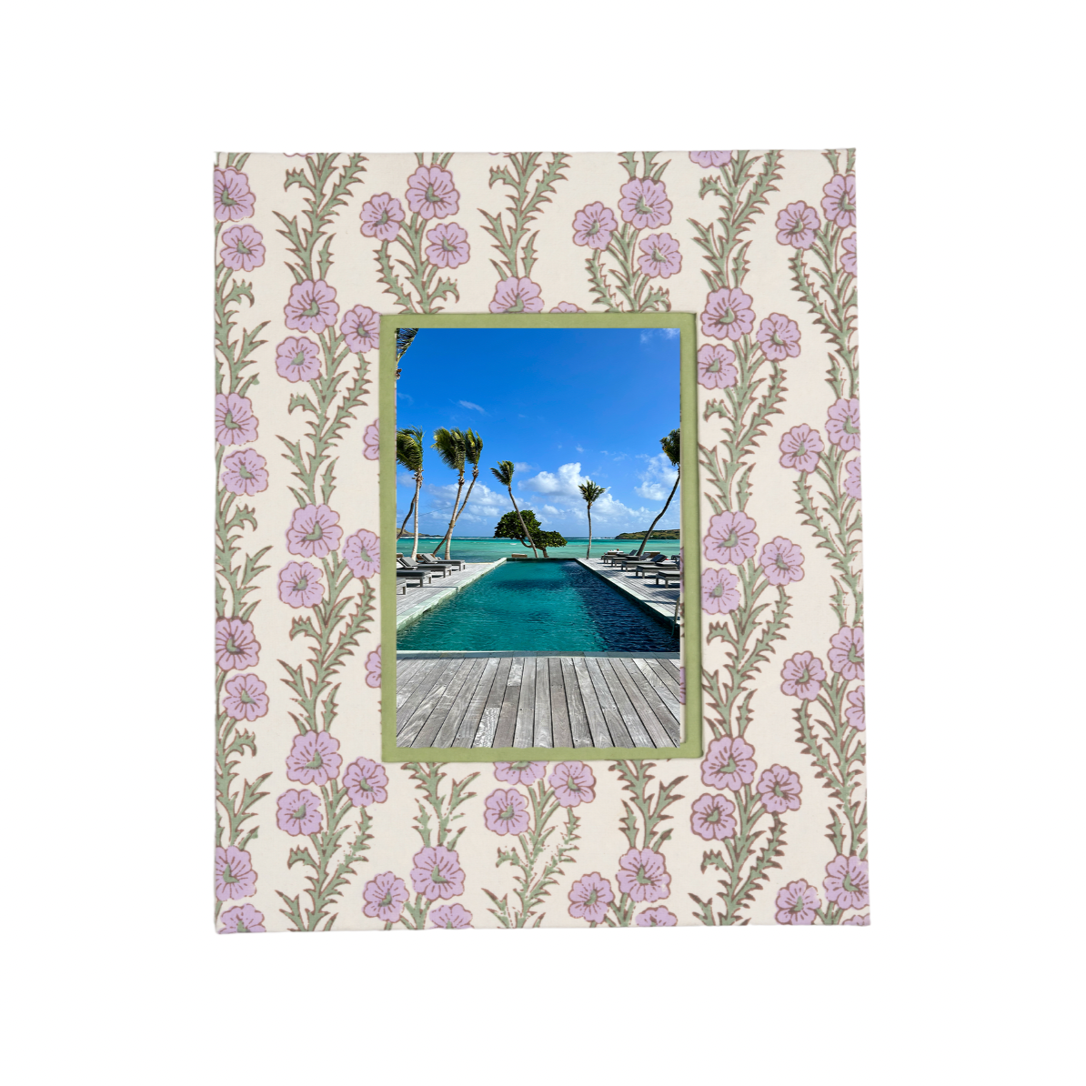 Block Print Picture Frame- Purple Floral