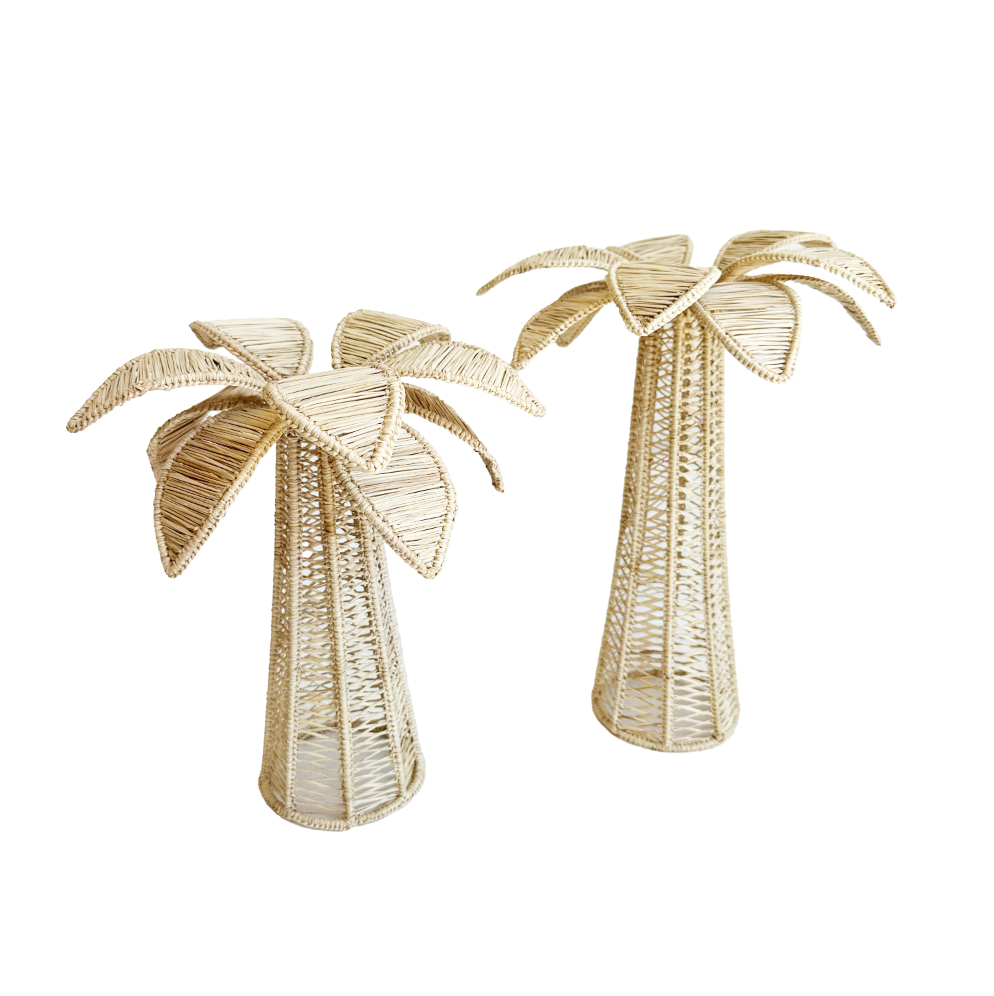 Raffia Palm Tree Candle Holders