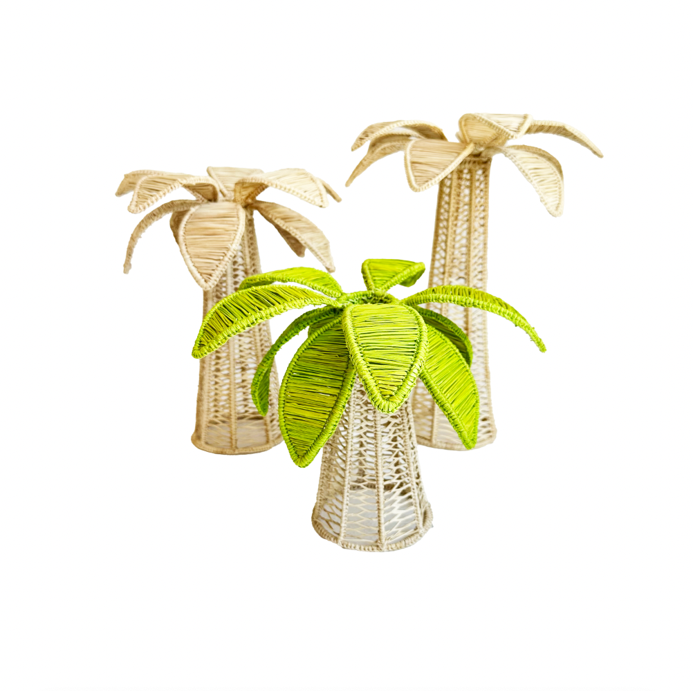 Raffia Palm Tree Candle Holders