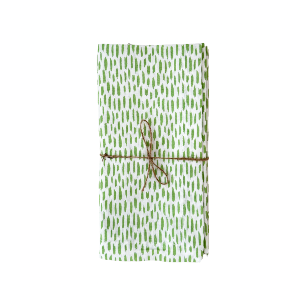 Block Print Napkin- Green S/4