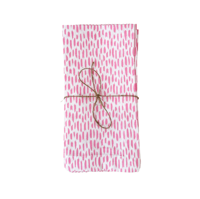 Block Print Napkin- Pink S/4
