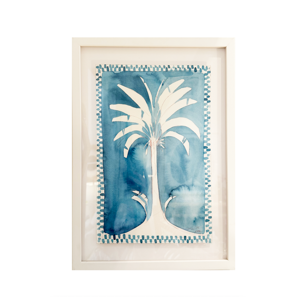 Lia Burke Libaire Blue Palm Watercolor
