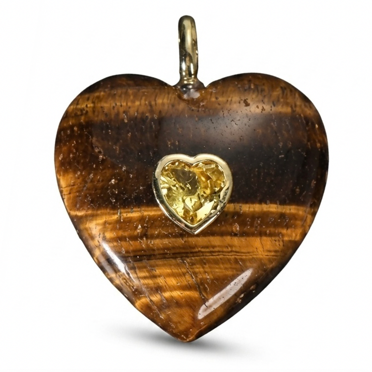 Double Gemstone Heart Charms