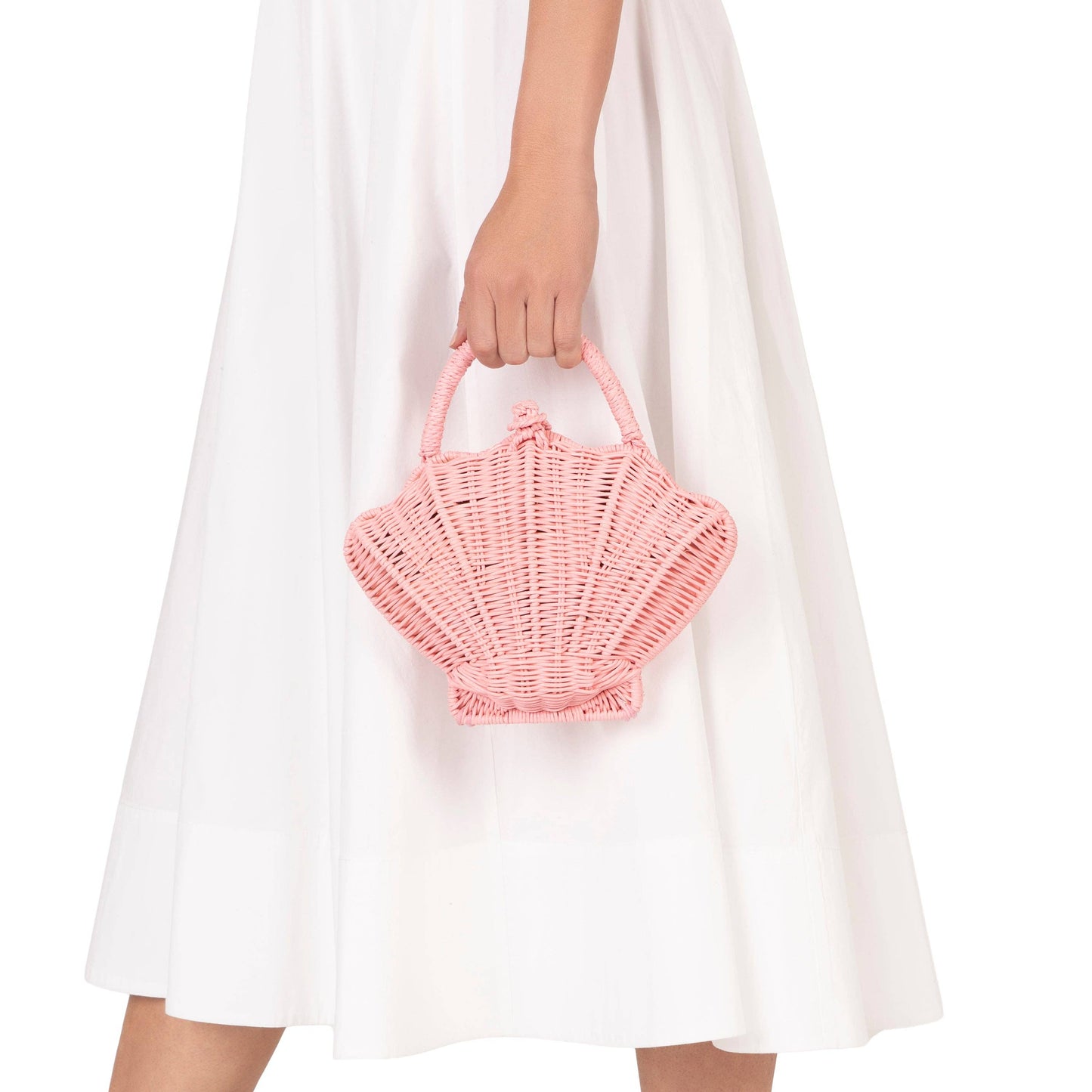 Pink Wicker Shell Handbag