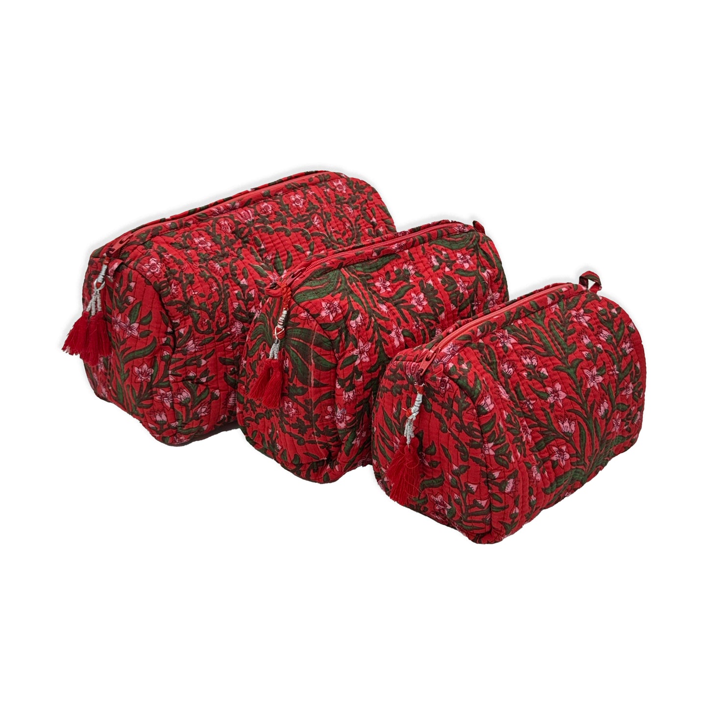 Red Floral Cosmetic Bags