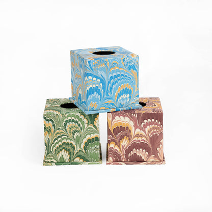 Marbled Tissue Box- Blue