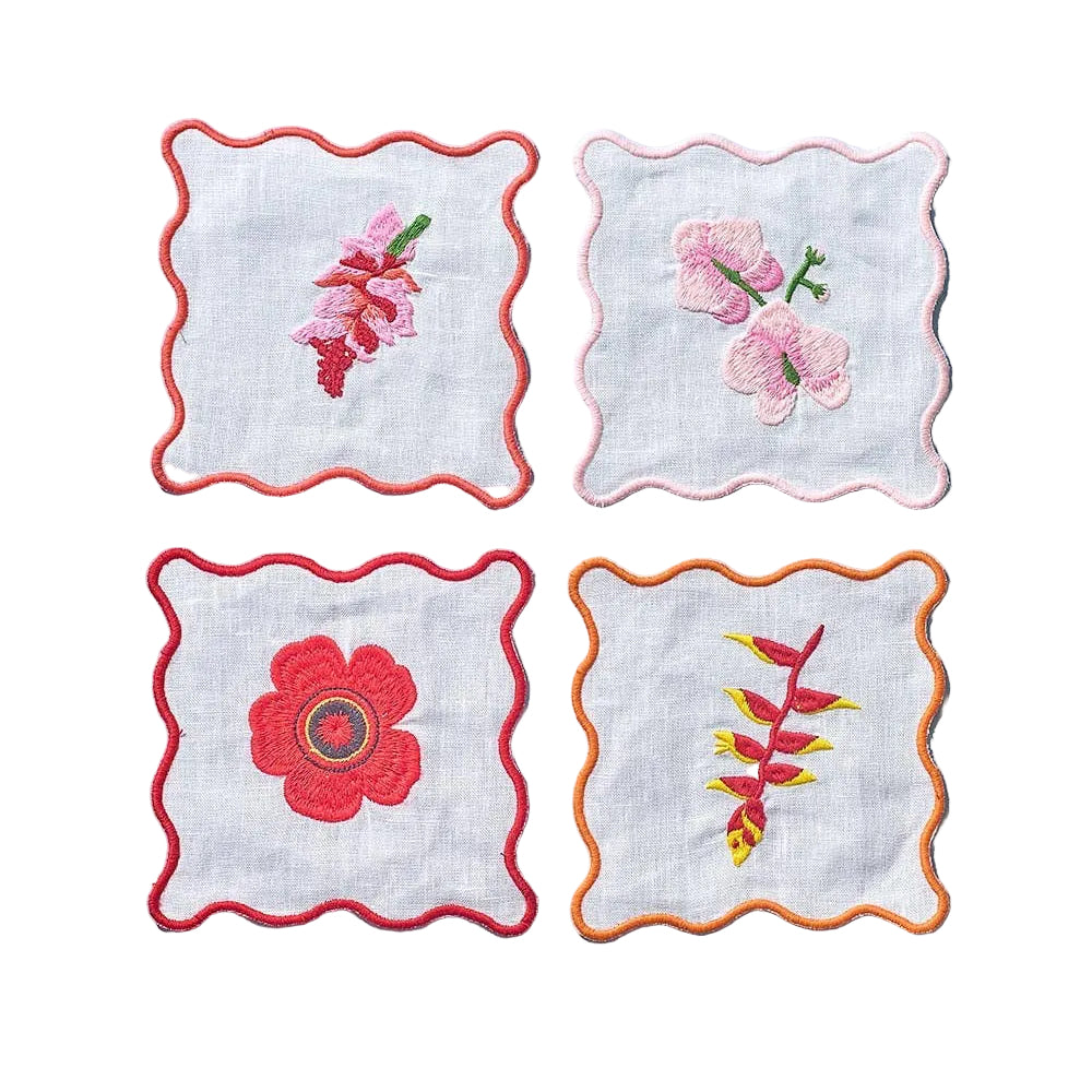 Floral Embroidered Cocktail Napkins | Best Seller!