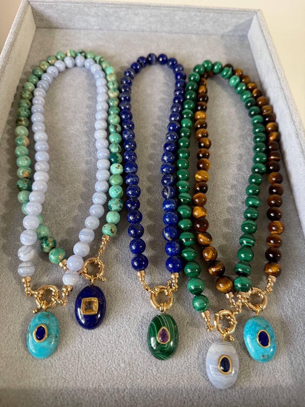 Turquoise/Bezel Lapis Inlay Pendant Charm