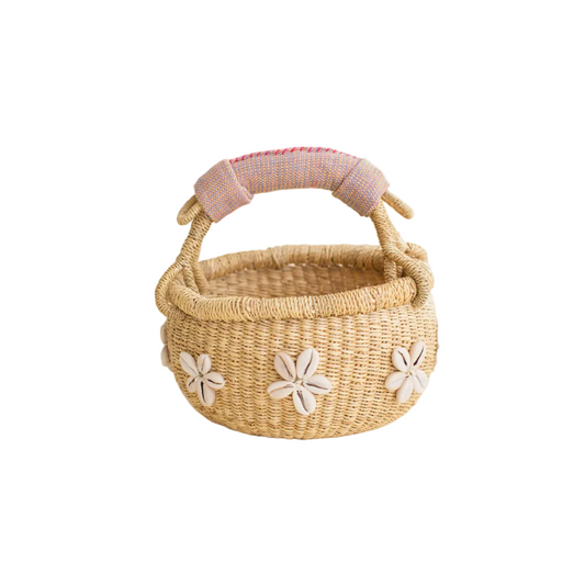 Cowrie Flower Basket- Pink