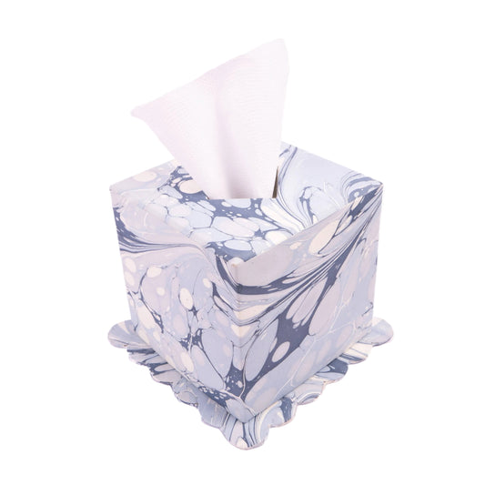 Marble-patterned tissue box on a white background