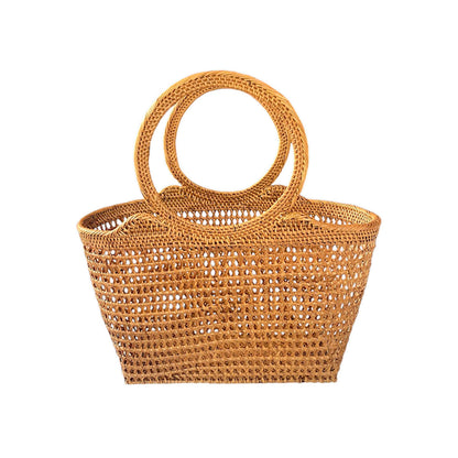 Rattan Mesh Top Handle Tote