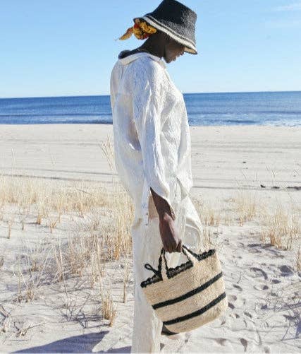 Raffia Striped Tote Mini