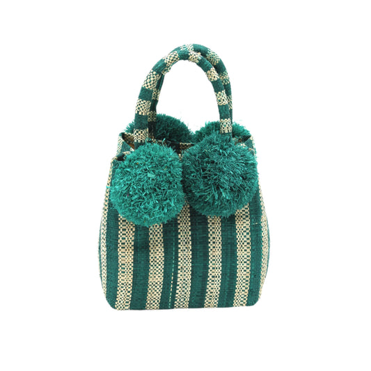 Mini Pompom Bag: Teal