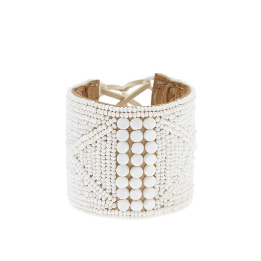 Beaded Leather Cuff I