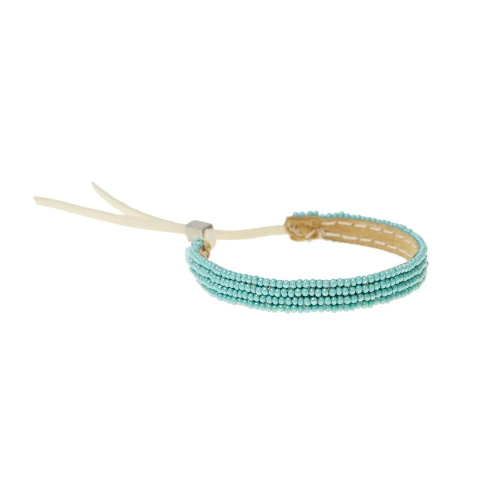 Beaded Leather Bracelet- Turquoise