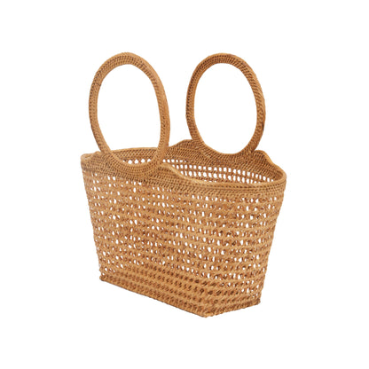 Rattan Mesh Top Handle Tote