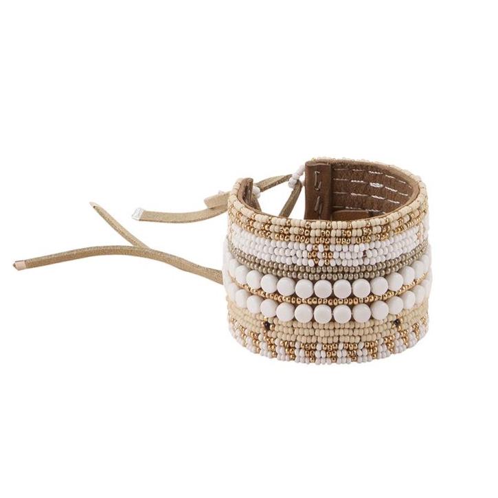 Beaded Leather Cuff VI