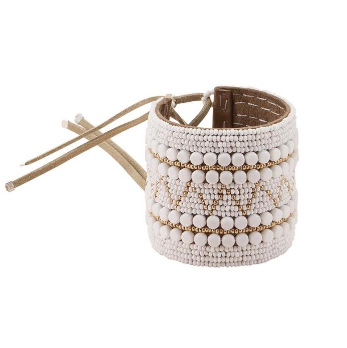 Beaded Leather Cuff V