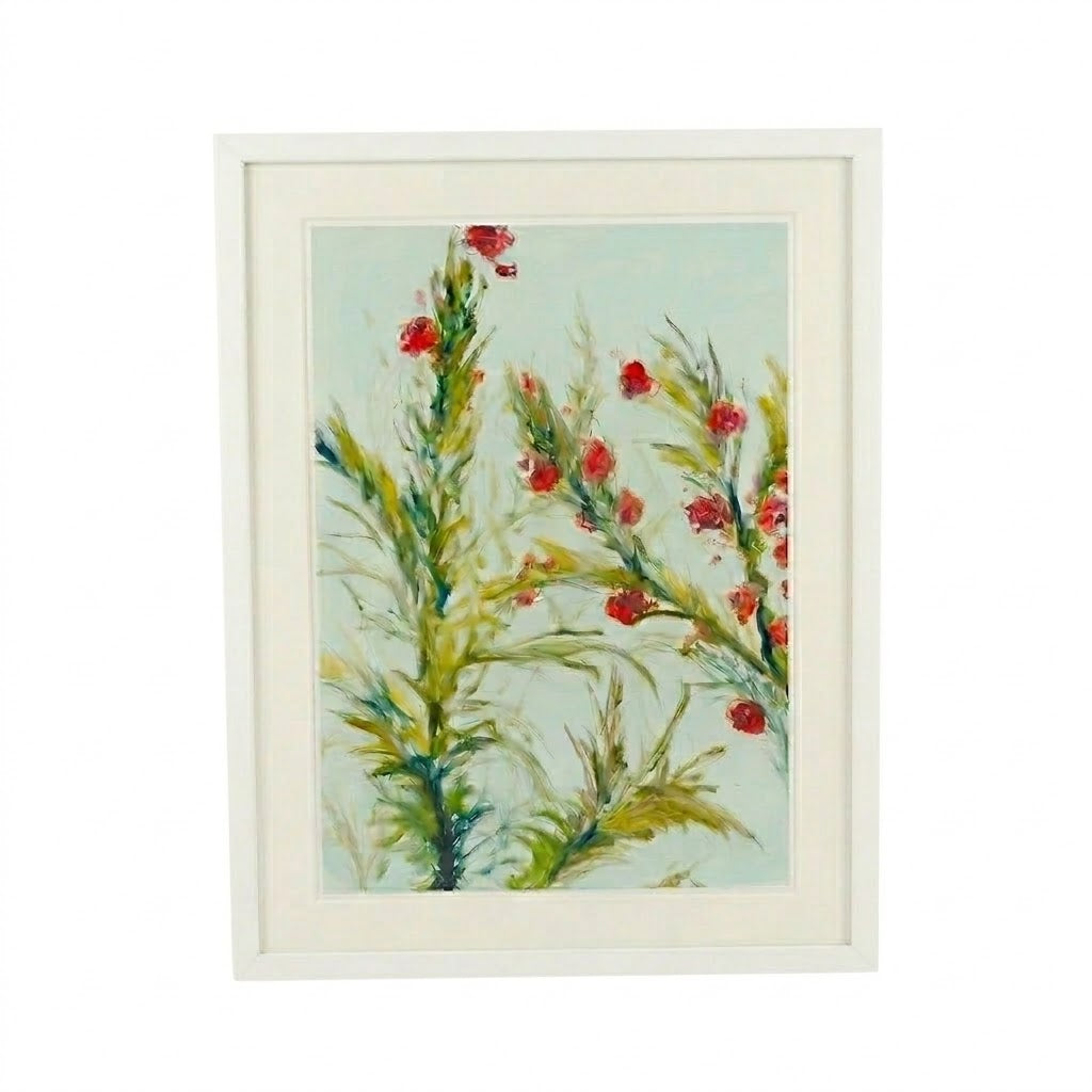 Aqua Botanical Oil Painting II by Margaret Blevins