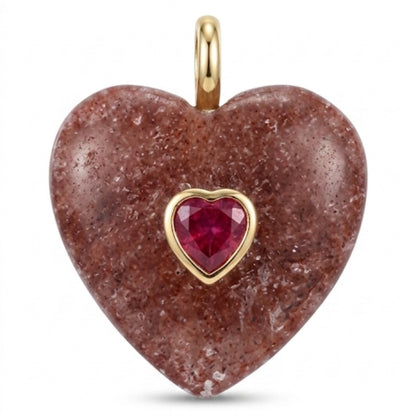 Double Gemstone Heart Charms