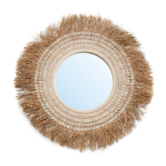 Raffia Cowrie Shell Mirror