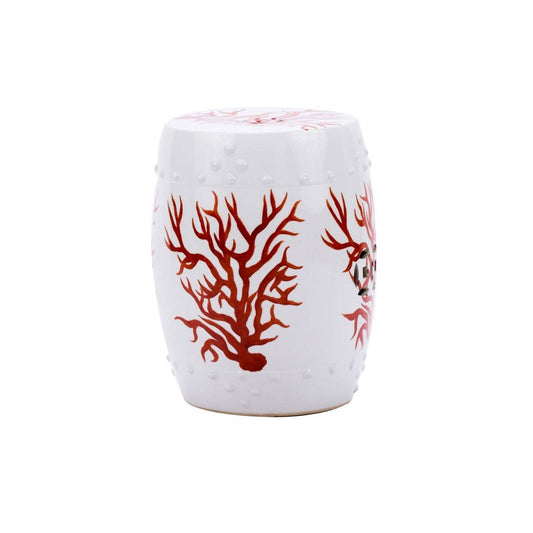 Coral Porcelain Garden Stools