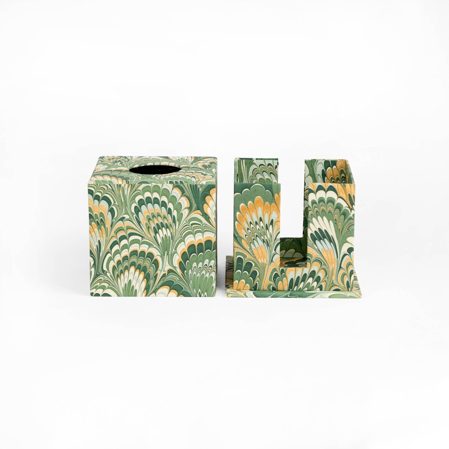 Marbled Tissue Box- Green