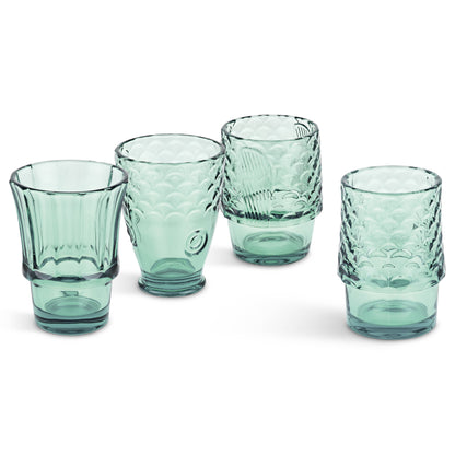 Fish Stacking Drinking Glass S/4 - Green