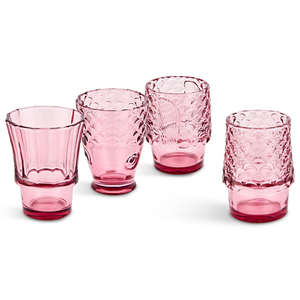 Fish Stacking Drinking Glass S/4- Pink