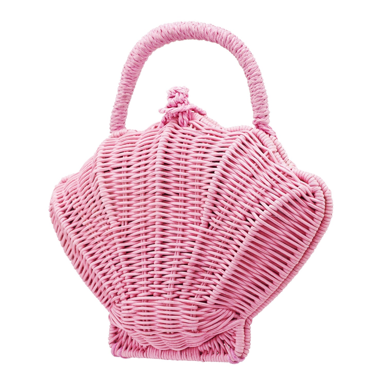 Pink Wicker Shell Handbag