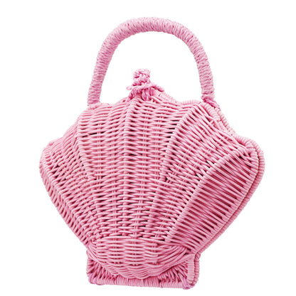Pink Wicker Shell Handbag