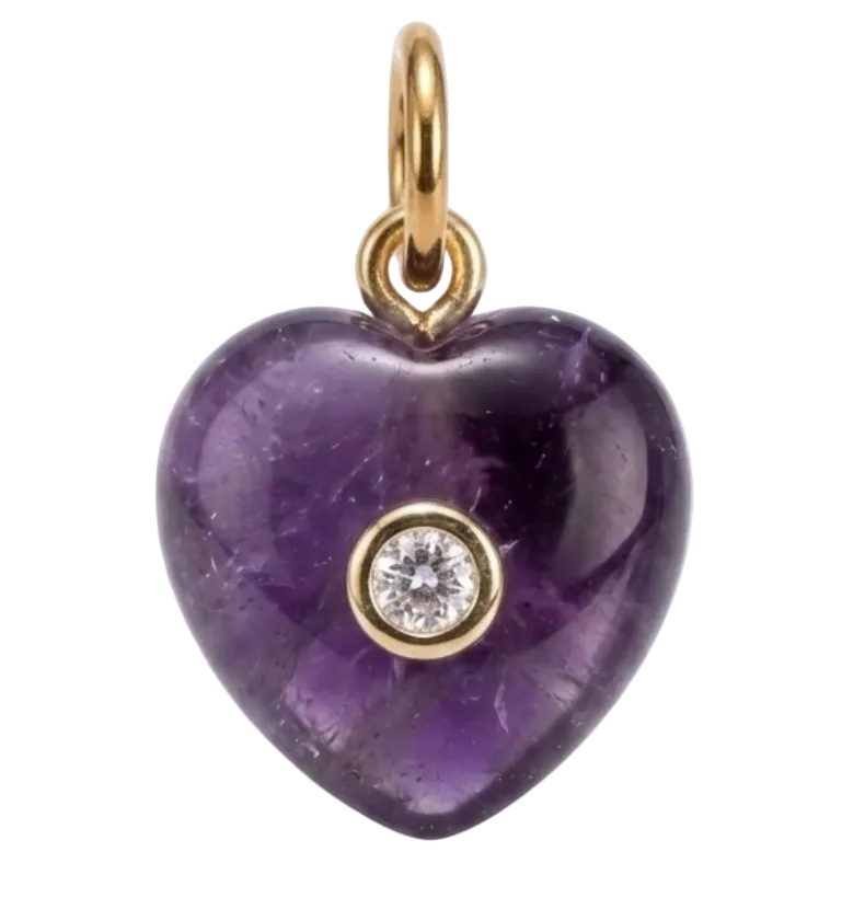 Purple Amethyst Mini Heart Charm