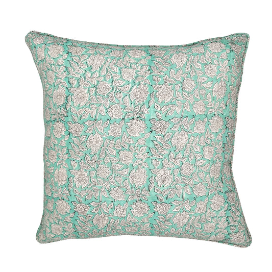 Aqua Harmony Block Print Pillow